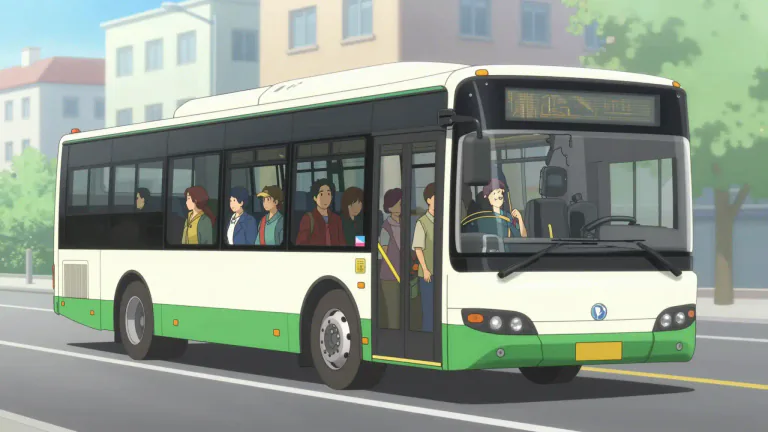 Visual representation of "omnibus" - A large public vehicle designed to carry many passengers, usually along a particular route.