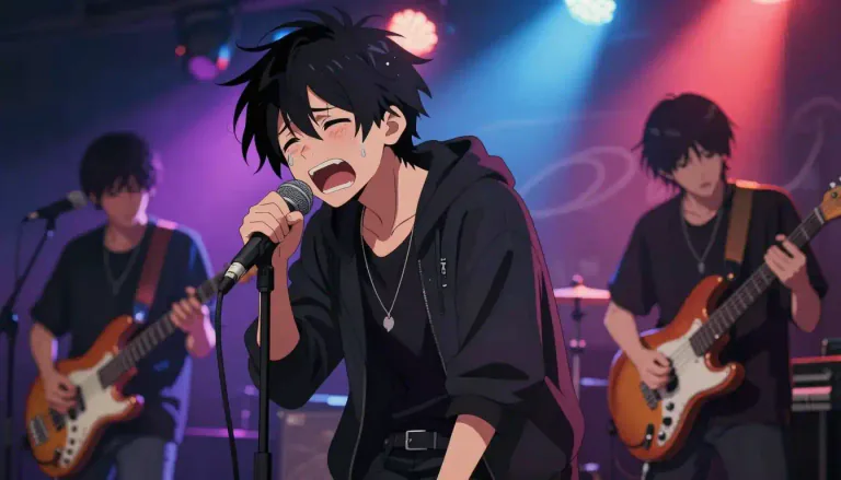 Visual representation of "emo" - Related to a type of rock music with emotional lyrics.