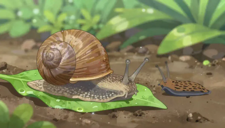 Visual representation of "gastropod" - A type of animal with a single shell or no shell and a muscular foot, they often live in water and land. Examples are snails and slugs.