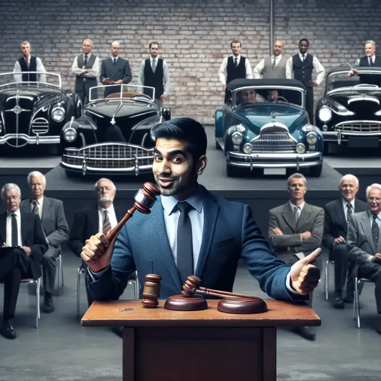 Visual representation of "auctioneer" - To act as an auctioneer, conducting the sale of goods or property at an auction.