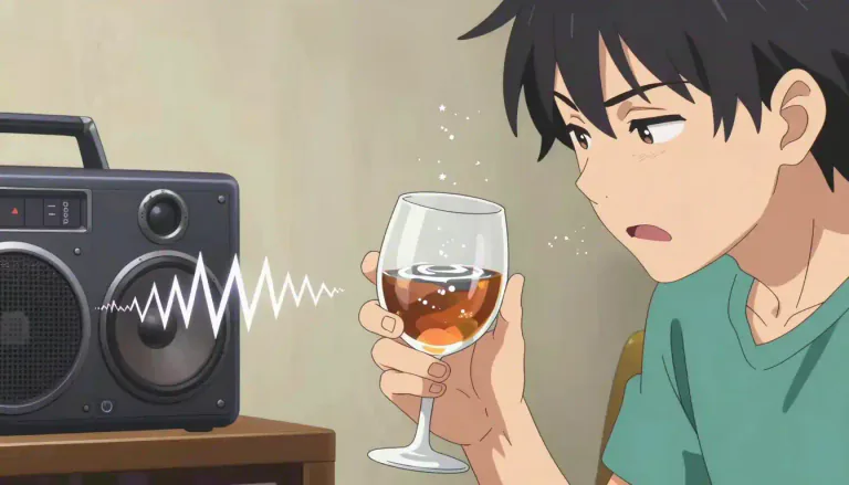 Visual representation of "tinny" - Having a metallic taste or sound
