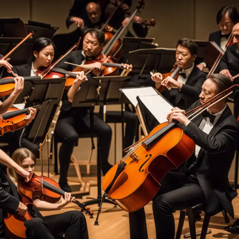 Visual representation of "choir" - A group of instruments of the same type playing together in an orchestra.
