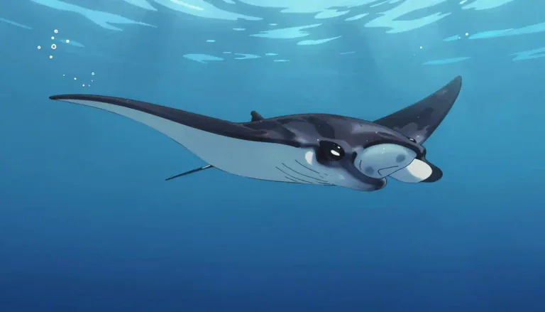Visual representation of "manta" - A large, flat type of fish that lives in the sea.