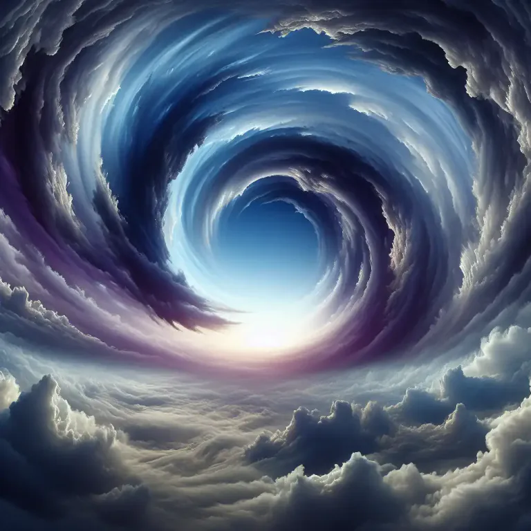 Visual representation of "eye" - The calm center of a storm or hurricane.