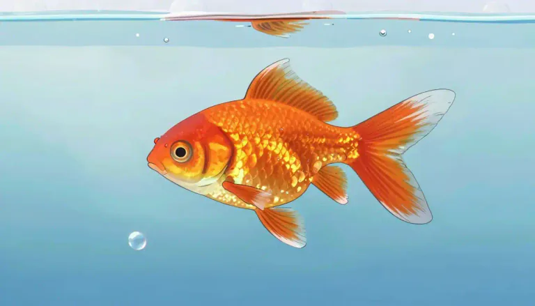 Visual representation of "goldfish" - A small, shiny, usually orange fish often kept as a pet.