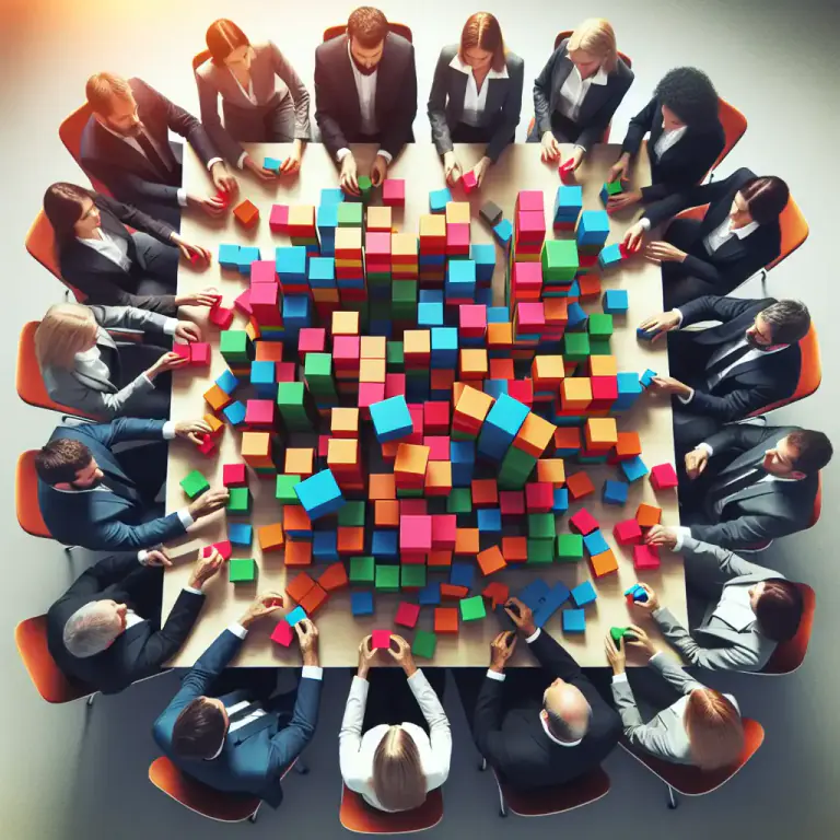 Visual representation of "regroup" - To reorganize or rearrange something in a new way
