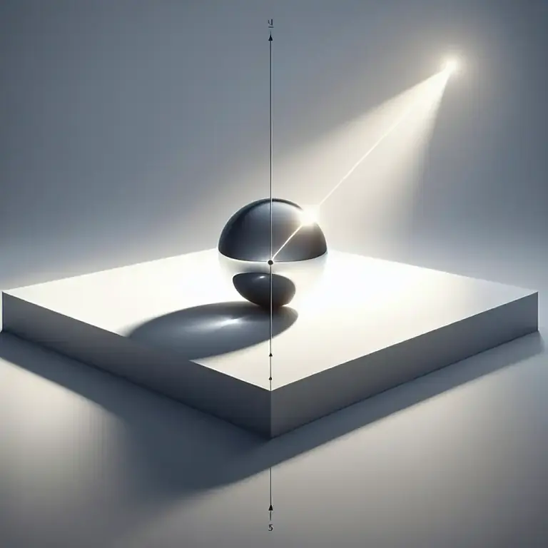 Visual representation of "incidence" - The way light or radiation falls on a surface.