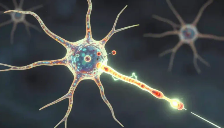 Visual representation of "neuron" - A cell in the nervous system, which carries messages around the body using electrical signals.