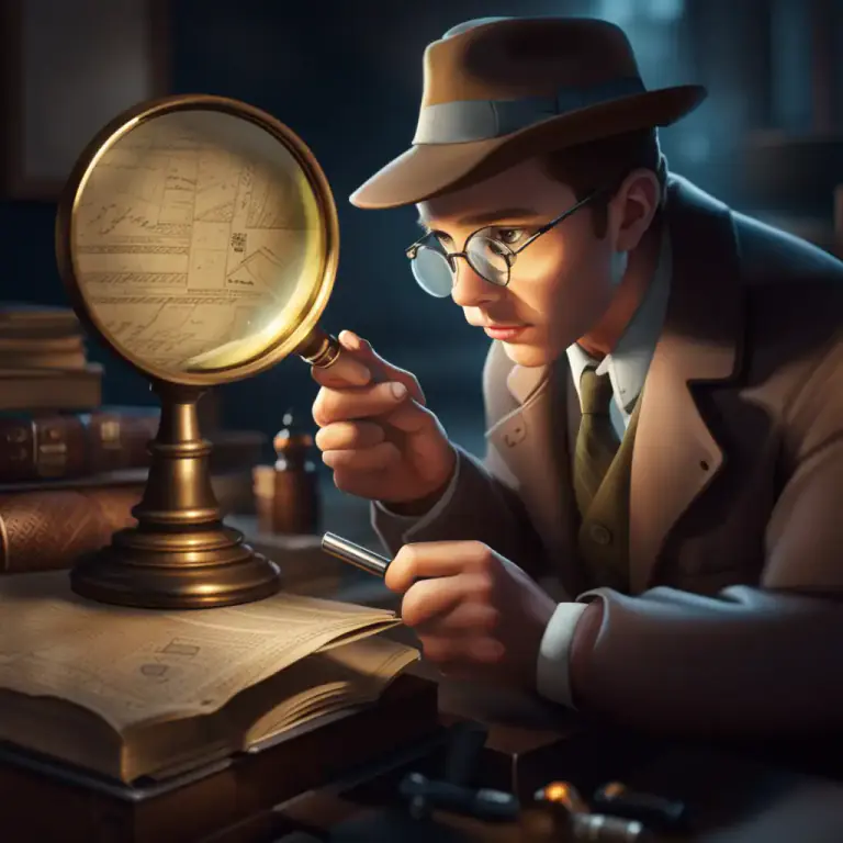 Visual representation of "nose out" - To discover something that was hidden or not known by carefully looking for it.