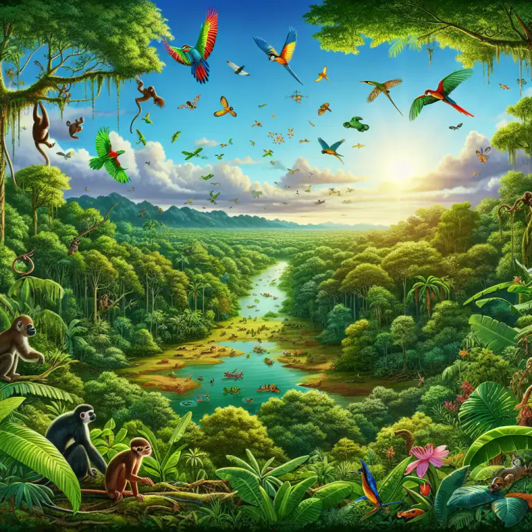 Visual representation of "amazon" - A rainforest in South America that is the largest of its kind in the world.