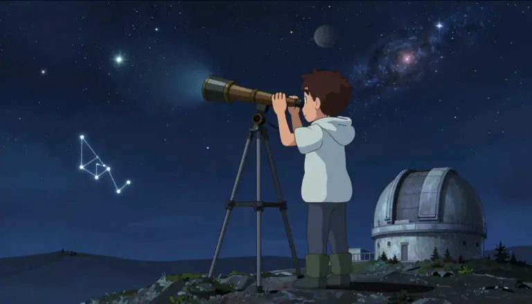 Visual representation of "astronomer" - A person who studies stars, planets, and other things in space