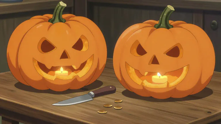Visual representation of "pumpkin" - A large round vegetable with a thick orange skin that is often cut and used as a lantern for Halloween.