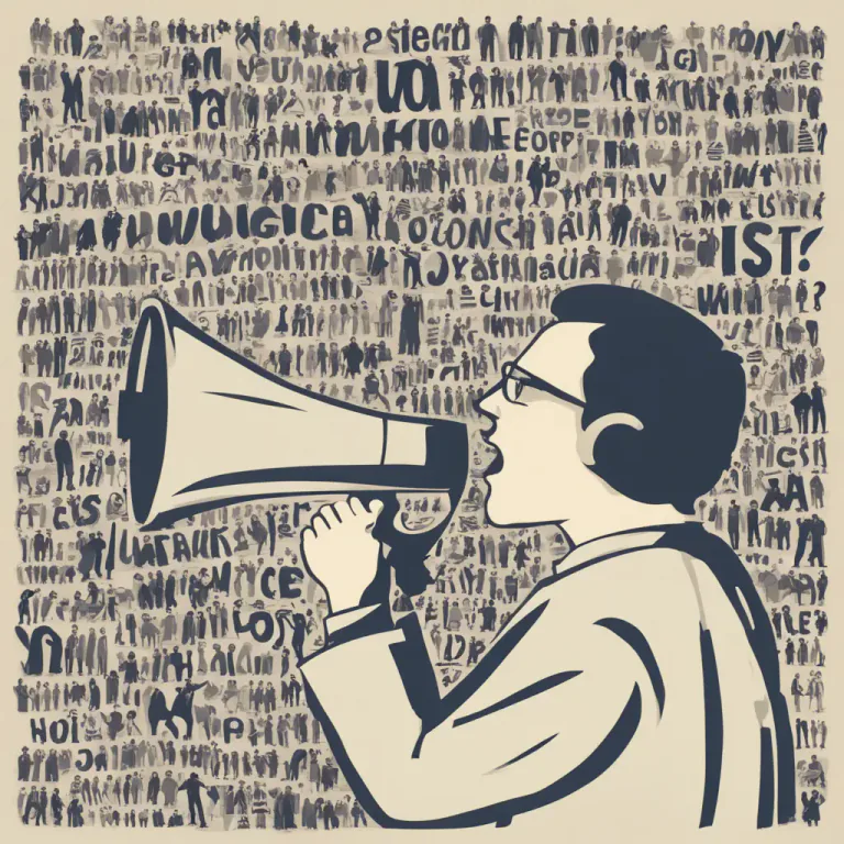 Visual representation of "spread the word" - To share information with many people.