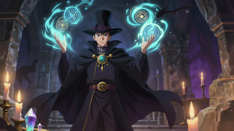 Visual representation of "magician" - A person who uses, or practices, magic that derives from supernatural or occult sources