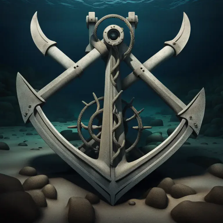 Visual representation of "fluke" - One of the broad, flat triangular blades at the end of an arm of an anchor, or a similar device