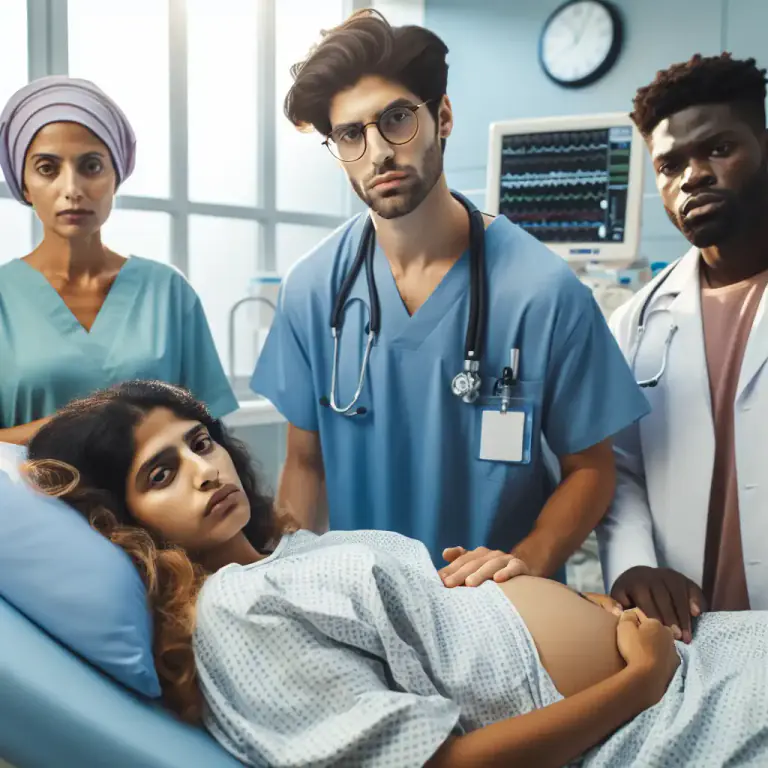 Visual representation of "childbirth" - The period of time when a woman is giving birth.
