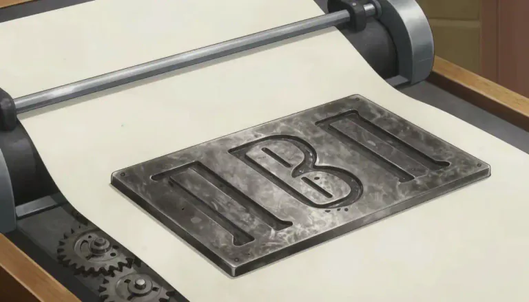 Visual representation of "letterpress" - A type of printing that uses a raised surface to create an impression on paper.