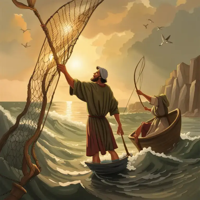 Visual representation of "fisherman" - In the Bible, one of Jesus' apostles who was a fisherman by trade.