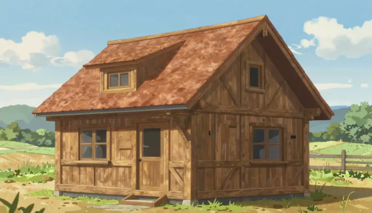 Visual representation of "timbered" - Made of or provided with timber