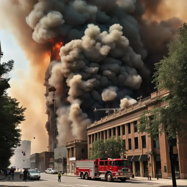 Visual representation of "go up in smoke" - To burn completely or be destroyed by fire