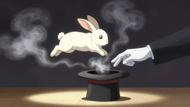 Visual representation of "poof" - A sudden disappearing or ending