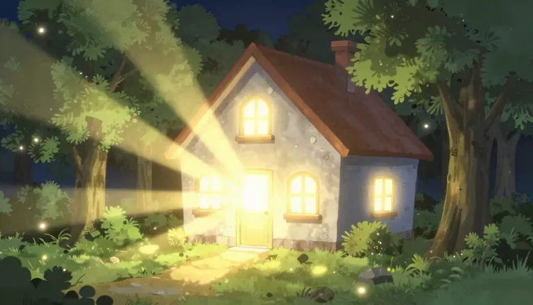 Visual representation of "ablaze" - A thing or place that is burning or shining brightly.