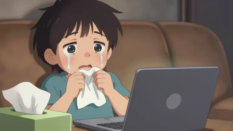 Visual representation of "weepy" - Prone to crying easily, or inducing tears.