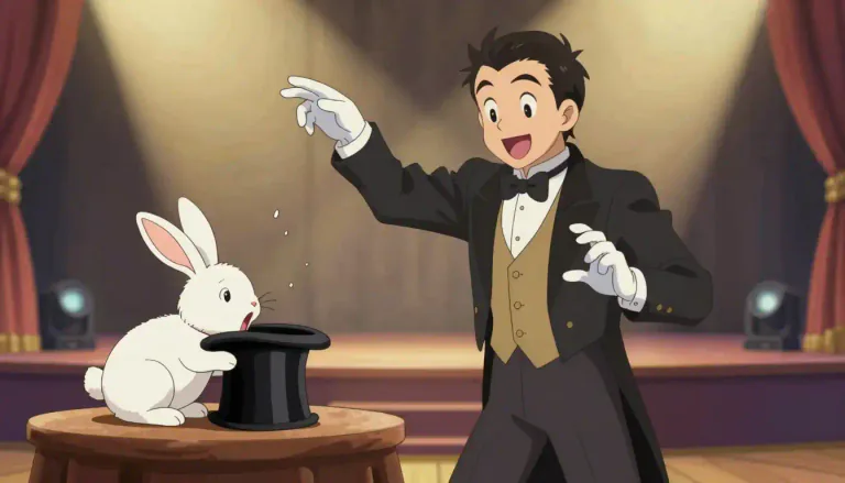 Visual representation of "magician" - A person who performs magic tricks for entertainment