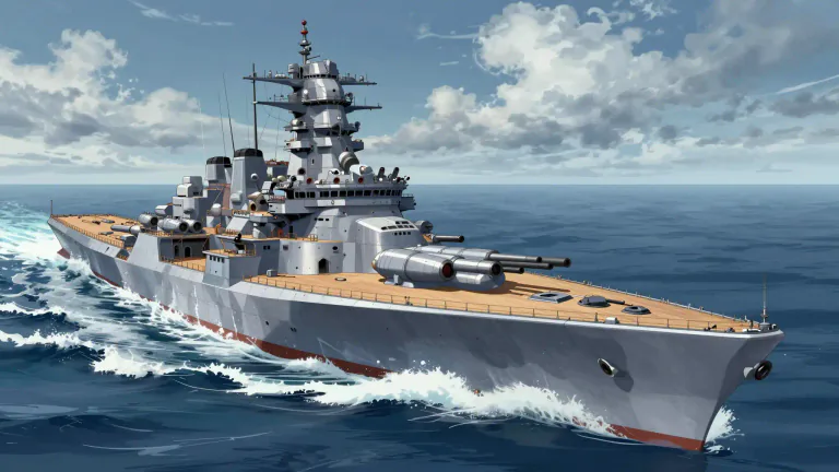 Visual representation of "battlecruiser" - A battlecruiser is a large warship that has the speed of a cruiser and the firepower of a battleship, designed for naval combat.