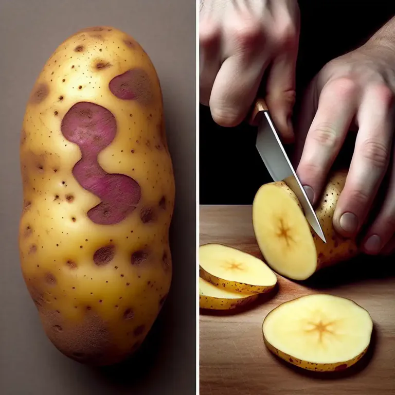 Visual representation of "eye" - A round, dark spot on a potato or similar root vegetables.