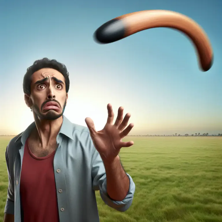 Visual representation of "boomerang" - Come back to the original place or person.