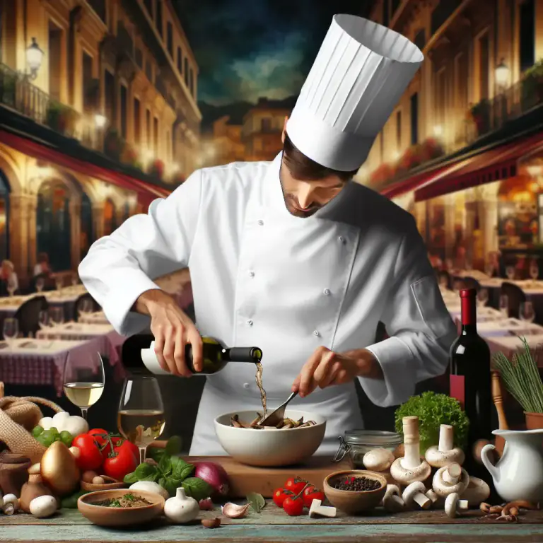 Visual representation of "chasseur" - A kind of French cook that specializes in making fast-cooked dishes with wine, herbs, and mushrooms.