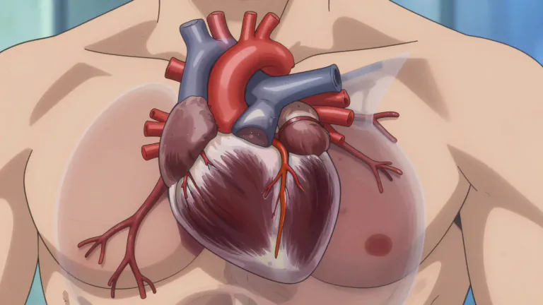 Visual representation of "infarction" - Damage or death of an area of the heart, because of a lack of blood supply there.
