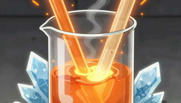 Visual representation of "exothermic" - Relating to a chemical or physical process that releases heat.