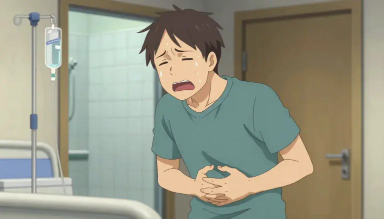 Visual representation of "dysentery" - A disease that affects your intestines and makes you pass waste frequently and with pain