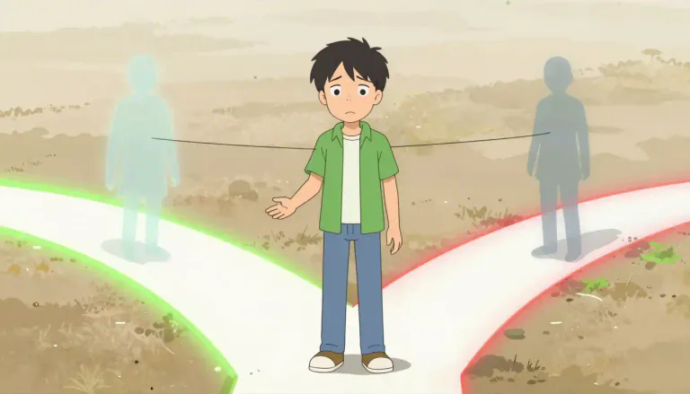 Visual representation of "waverer" - A person who can't decide easily