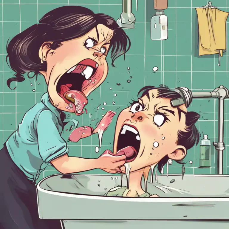 Visual representation of "spit it out" - Excrete something from the mouth.
