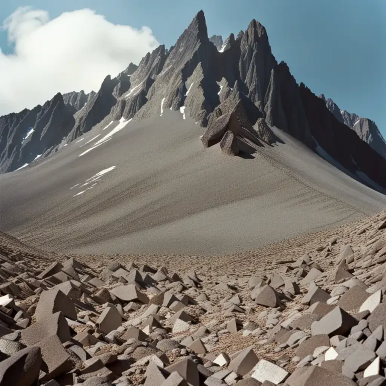 Visual representation of "apron" - In geology, it's an area full of rocks or debris, typically at the base of a cliff or slope.