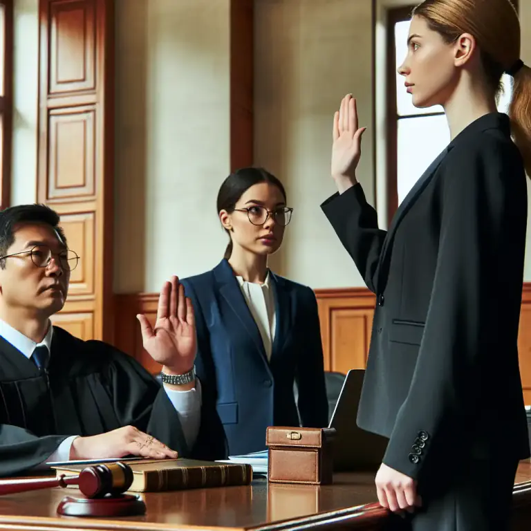 Visual representation of "depose" - To give evidence or testify under oath, mostly in court.