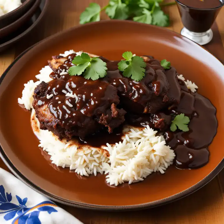 Visual representation of "mole" - A spicy Mexican sauce made from chillies, nuts, and chocolate