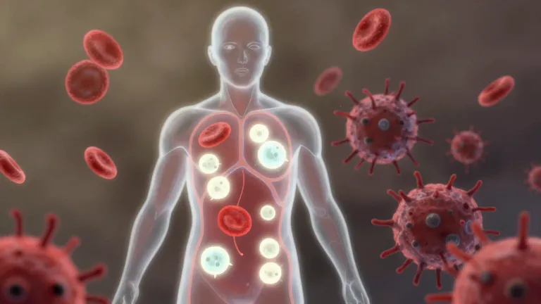 Visual representation of "leucopenia" - Leucopenia is a condition in which a person has fewer white blood cells than normal, making it harder for the body to fight infections.