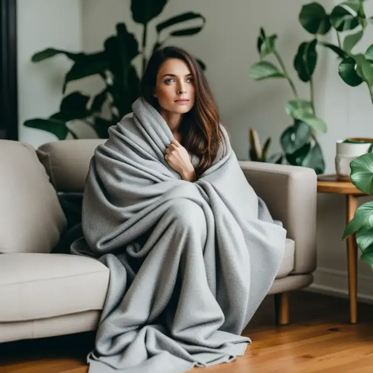 Visual representation of "be curled up" - To be sitting or lying with legs, arms or body parts turned towards or around each other or oneself, typically because of feeling cold or afraid