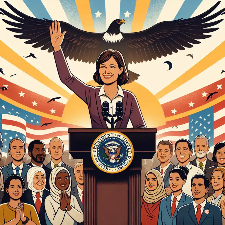 Visual representation of "declaration" - The naming of a candidate for a political position.
