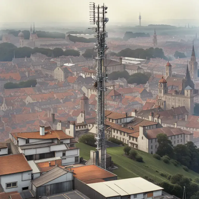 Visual representation of "mast" - The vertical pole that supports the antennas on a radio or television tower