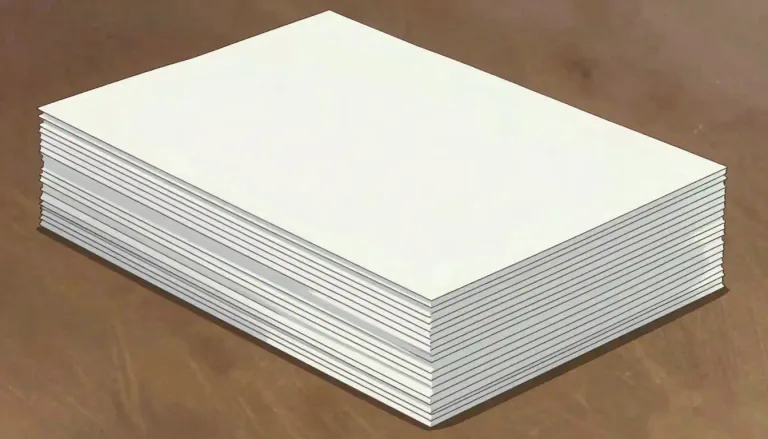 Visual representation of "quire" - A set of 24 or sometimes 25 sheets of paper of the same size and quality.