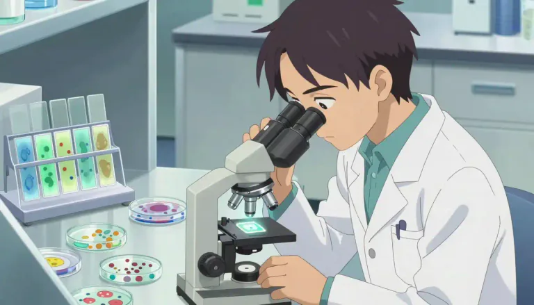 Visual representation of "histologist" - A scientist who studies tissues and cells under a microscope.