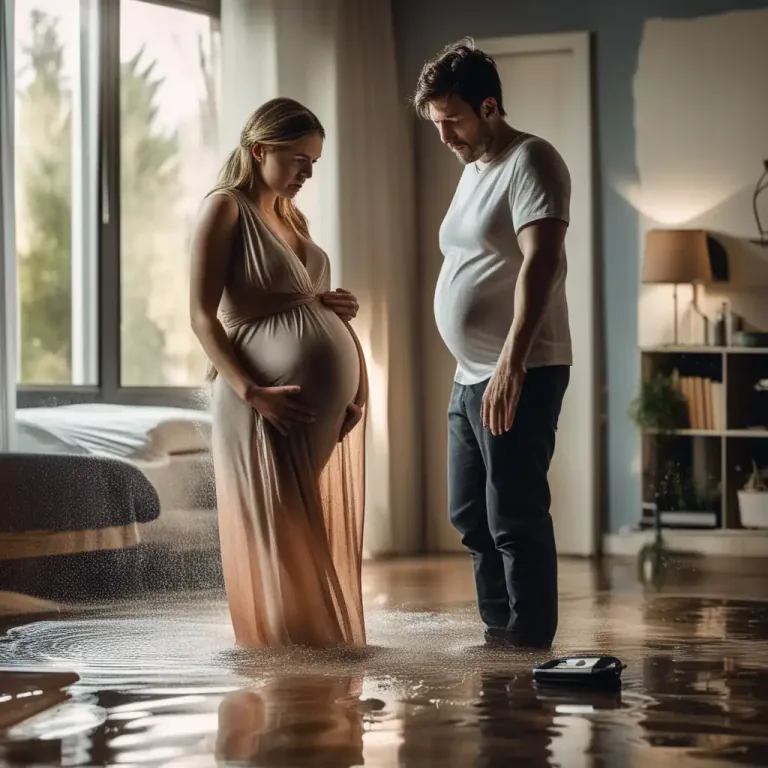 Visual representation of "somebody’s waters break" - When a pregnant woman's amniotic sac ruptures, starting the labor process