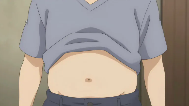 Visual representation of "belly" - The front part of a person's body between the chest and the hips