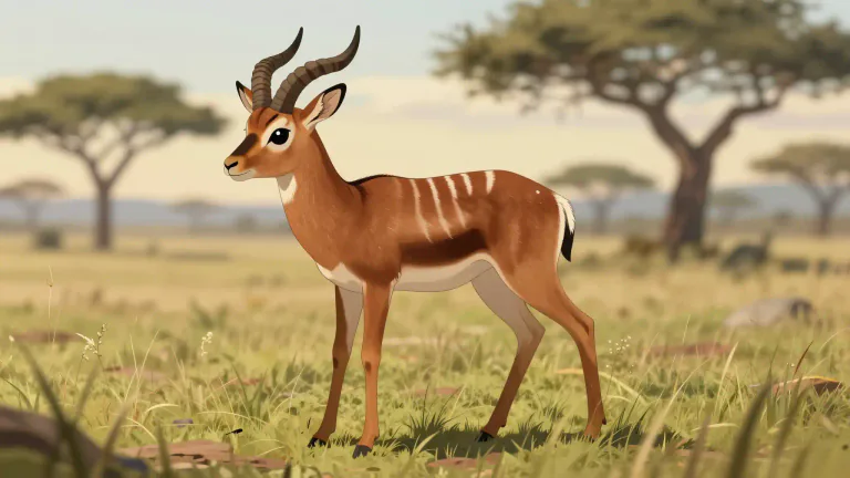 Visual representation of "bongo" - A small African antelope with a chestnut coloured coat and white stripes.