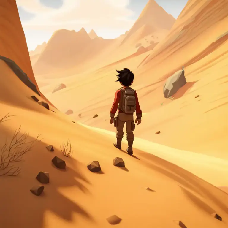 Visual representation of "dune" - A sand hill in a videogame environment